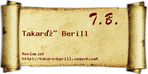 Takaró Berill névjegykártya